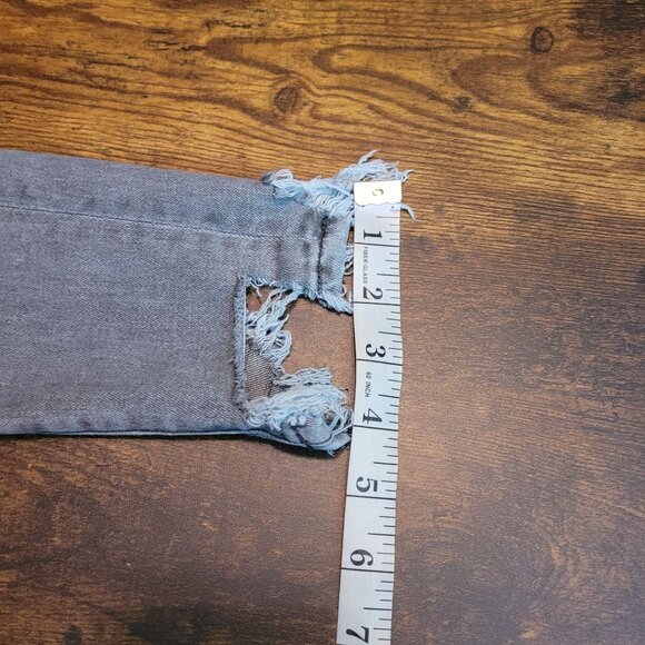 American Eagle Jeans 4 R Next Level Stretch Hi Rise Jegging Gray Ripped - Picture 11 of 11